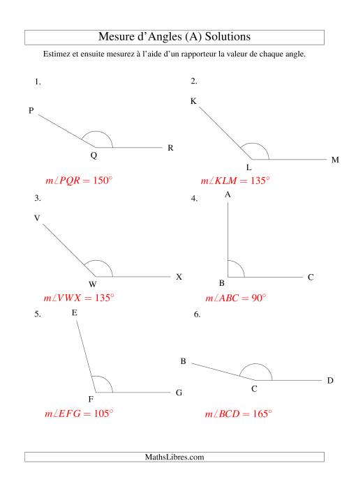 Mesure d'angles entre 90° et 180° (intervalles de 15°) (A) page 2