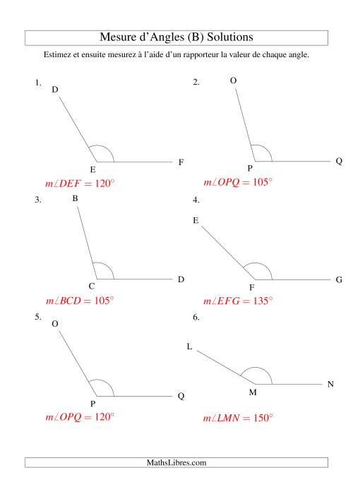 Mesure d'angles entre 90° et 180° (intervalles de 15°) (B) page 2