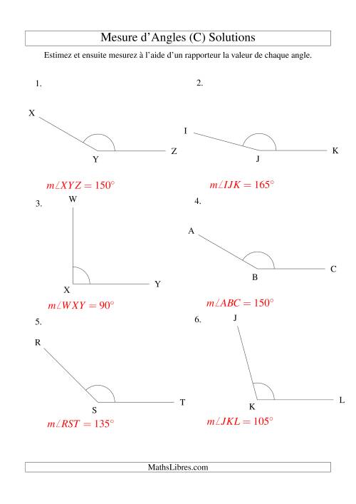 Mesure d'angles entre 90° et 180° (intervalles de 15°) (C) page 2