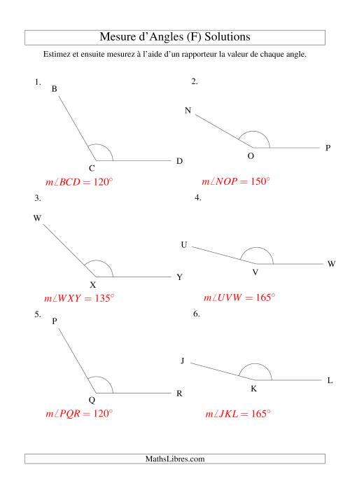 Mesure d'angles entre 90° et 180° (intervalles de 15°) (F) page 2