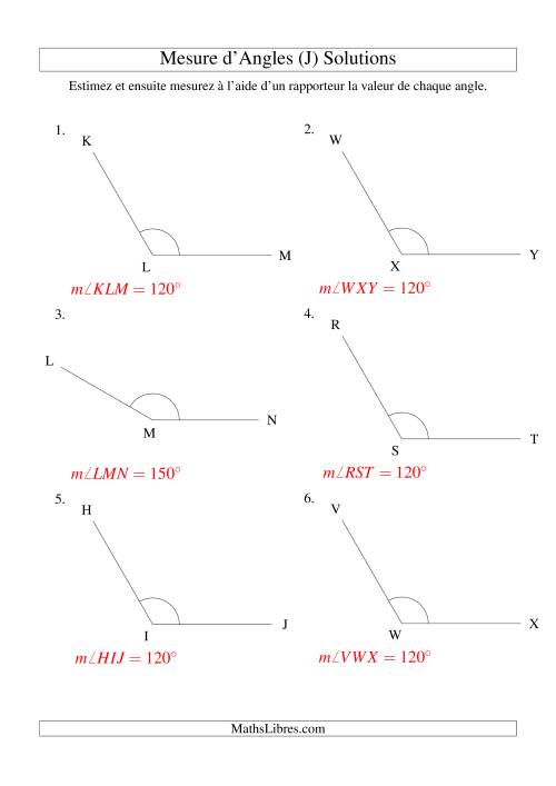Mesure d'angles entre 90° et 180° (intervalles de 30°) (J) page 2