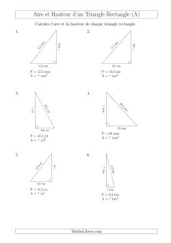 Calcul de l'Aire et Hauteur d'un Triangle Rectangle