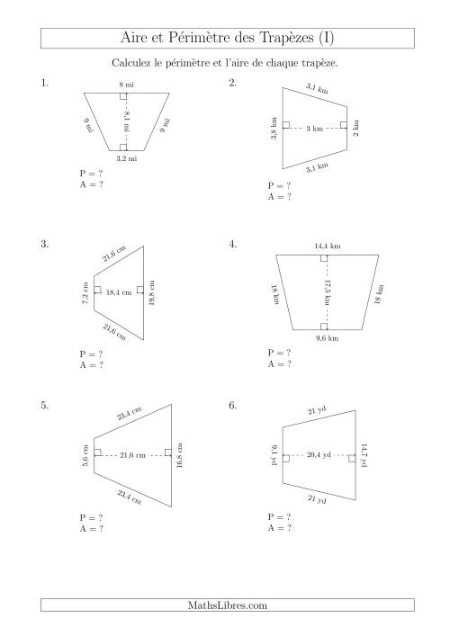 Calcul de l'Aire et du Périmètre des Trapèzes Isocèles (I)