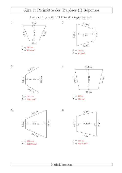 Calcul de l'Aire et du Périmètre des Trapèzes Isocèles (I) page 2