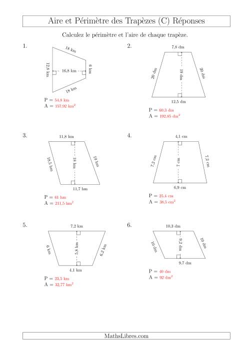 Calcul de l'Aire et du Périmètre des Trapèzes Scalènes (C) page 2