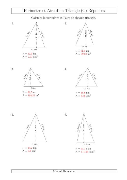 Calcul de l'Aire et du Périmètre d'un Triangle Aigu (C) page 2