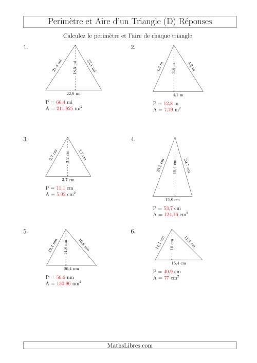 Calcul de l'Aire et du Périmètre d'un Triangle Aigu (D) page 2