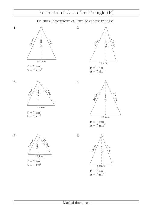 Calcul de l'Aire et du Périmètre d'un Triangle Aigu (F)