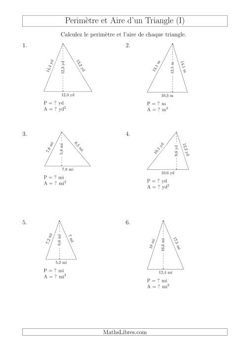 Calcul de l'Aire et du Périmètre d'un Triangle Aigu (I)