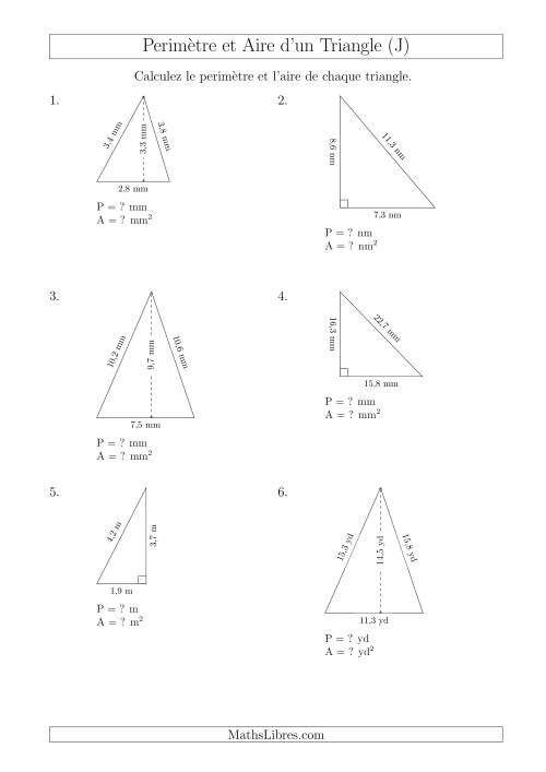 Calcul de l'Aire et du Périmètre des Triangles Aigu et Rectangle (J)