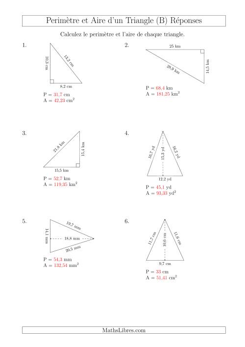 Calcul de l'Aire et du Périmètre des Triangles Aigu et Rectangle (En Rotation) (B) page 2
