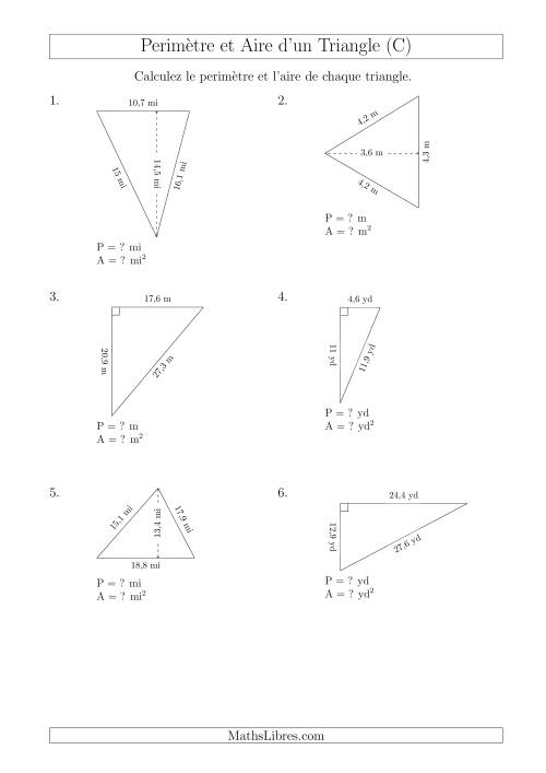 Calcul de l'Aire et du Périmètre des Triangles Aigu et Rectangle (En Rotation) (C)