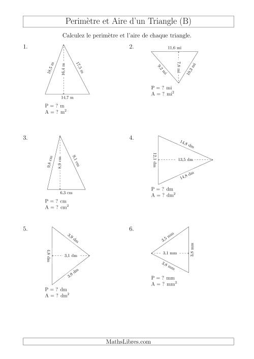 Calcul de l'Aire et du Périmètre d'un Triangle Aigu (En Rotation) (B)