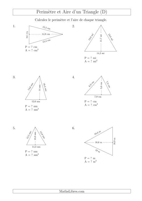 Calcul de l'Aire et du Périmètre d'un Triangle Aigu (En Rotation) (D)