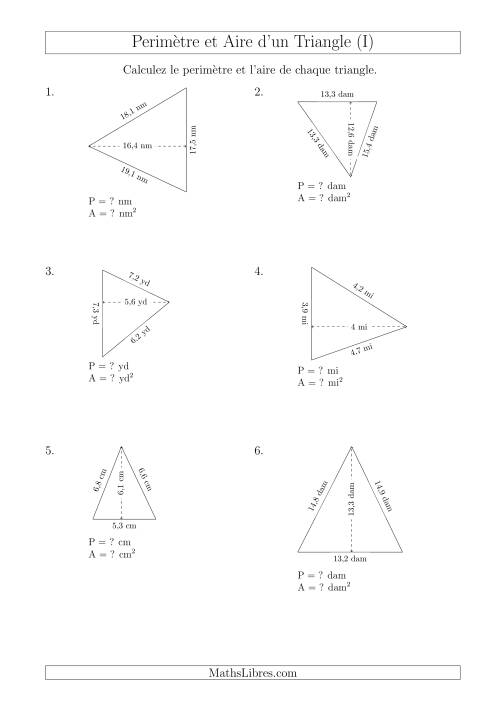 Calcul de l'Aire et du Périmètre d'un Triangle Aigu (En Rotation) (I)