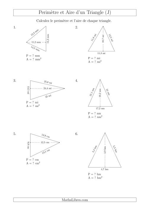 Calcul de l'Aire et du Périmètre d'un Triangle Aigu (En Rotation) (J)