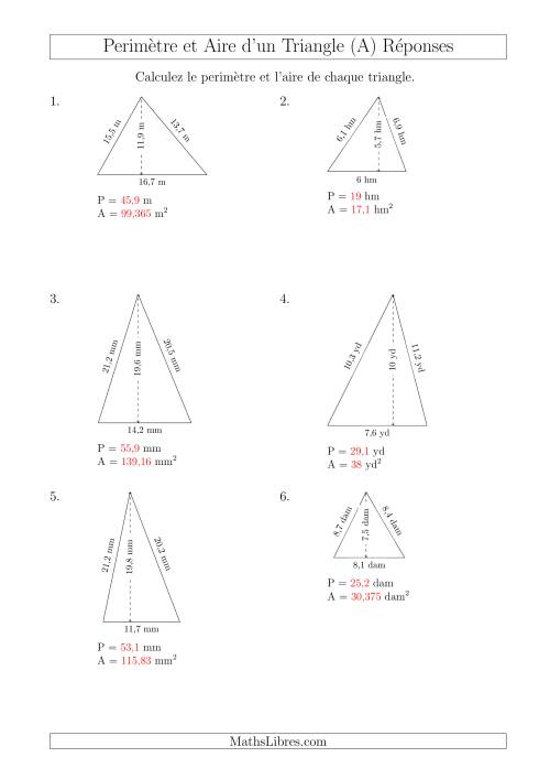 Calcul de l'Aire et du Périmètre d'un Triangle Aigu (Tout) page 2