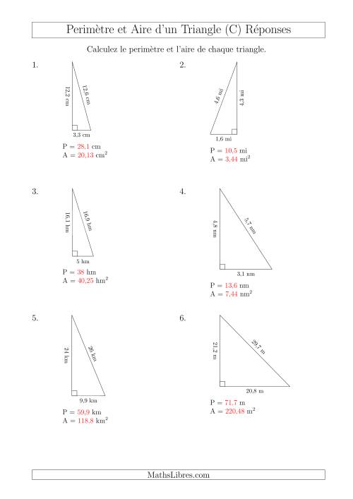 Calcul de l'Aire et du Périmètre d'un Triangle Rectangle (En Rotation) (C) page 2
