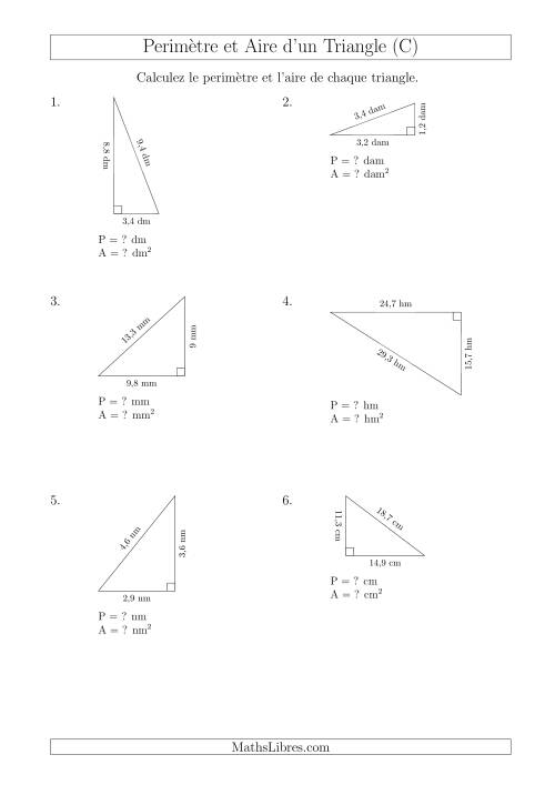 Calcul de l'Aire et du Périmètre d'un Triangle Rectangle (C)