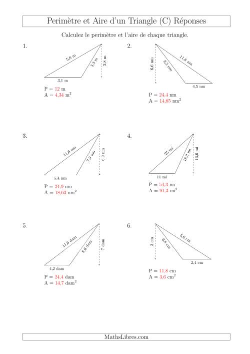 Calcul de l'Aire et du Périmètre d'un Triangle Obtusangle (C) page 2
