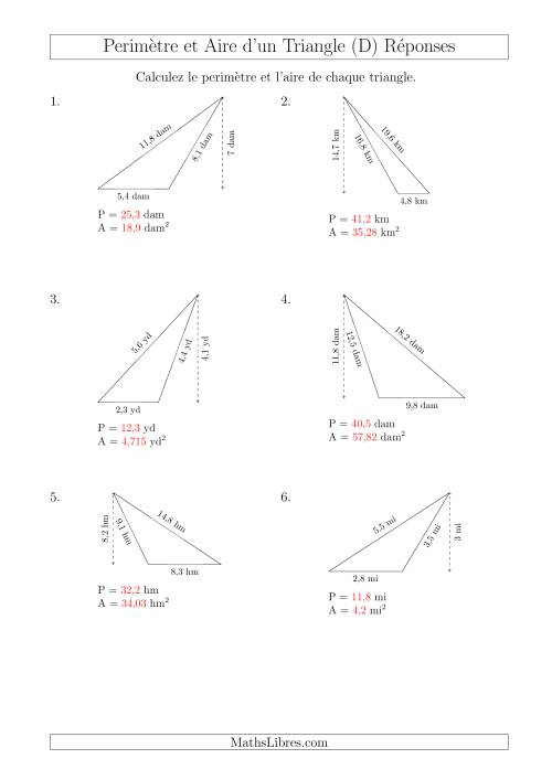 Calcul de l'Aire et du Périmètre d'un Triangle Obtusangle (D) page 2