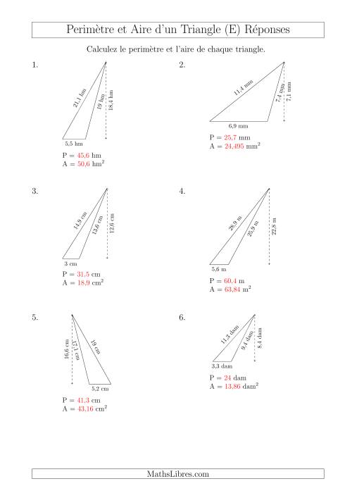 Calcul de l'Aire et du Périmètre d'un Triangle Obtusangle (E) page 2