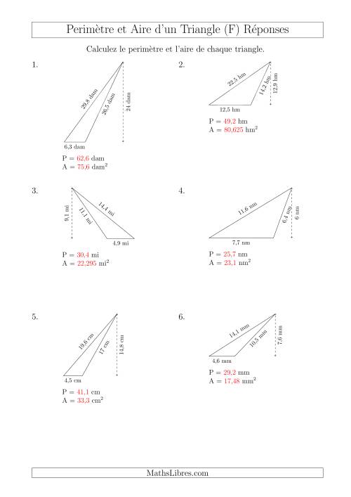 Calcul de l'Aire et du Périmètre d'un Triangle Obtusangle (F) page 2