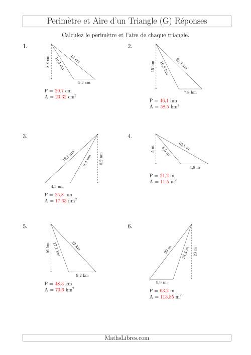 Calcul de l'Aire et du Périmètre d'un Triangle Obtusangle (G) page 2