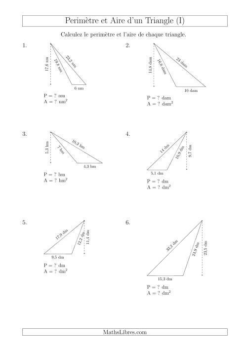 Calcul de l'Aire et du Périmètre d'un Triangle Obtusangle (I)