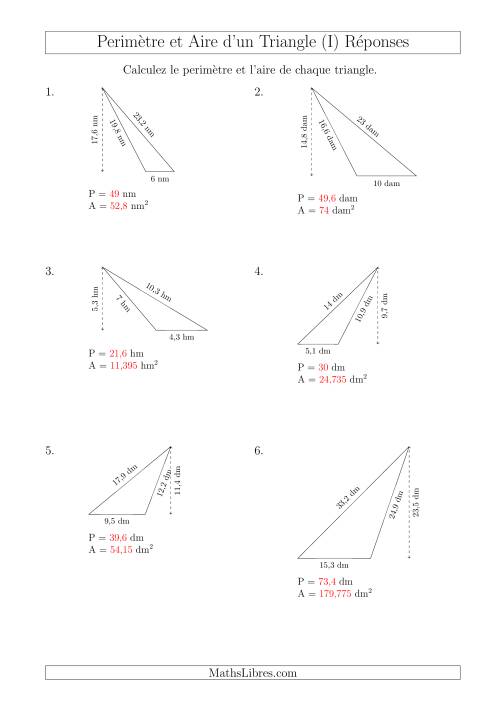 Calcul de l'Aire et du Périmètre d'un Triangle Obtusangle (I) page 2