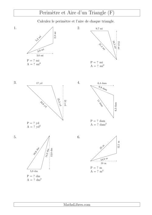 Calcul de l'Aire et du Périmètre d'un Triangle Obtusangle (En Rotation) (F)