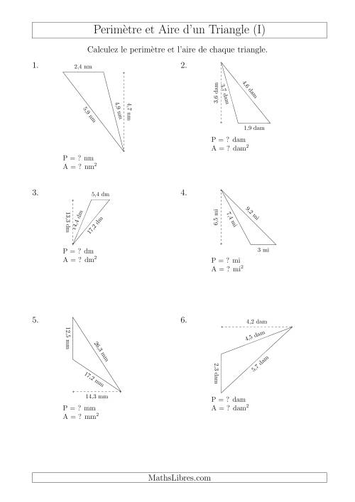 Calcul de l'Aire et du Périmètre d'un Triangle Obtusangle (En Rotation) (I)