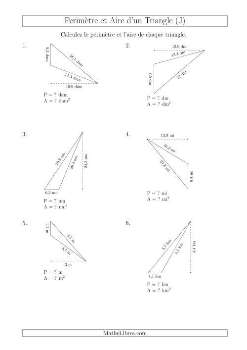 Calcul de l'Aire et du Périmètre d'un Triangle Obtusangle (En Rotation) (J)
