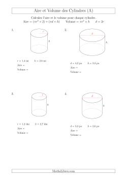 Calcul de l'Aire et du Volume des Cylindres avec de Petits Nombres
