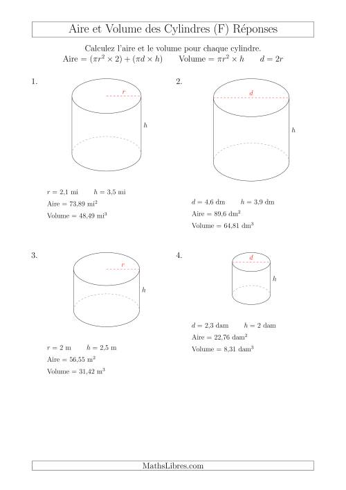 Calcul de l'Aire et du Volume des Cylindres avec de Petits Nombres (F) page 2