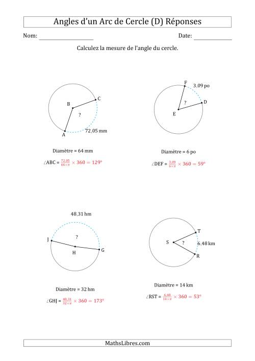 Calcul de l'Angle d’un Arc de Cercle en Tenant Compte de la Diamètre (D) page 2
