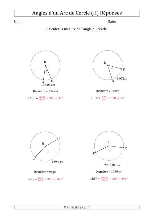 Calcul de l'Angle d’un Arc de Cercle en Tenant Compte de la Diamètre (H) page 2