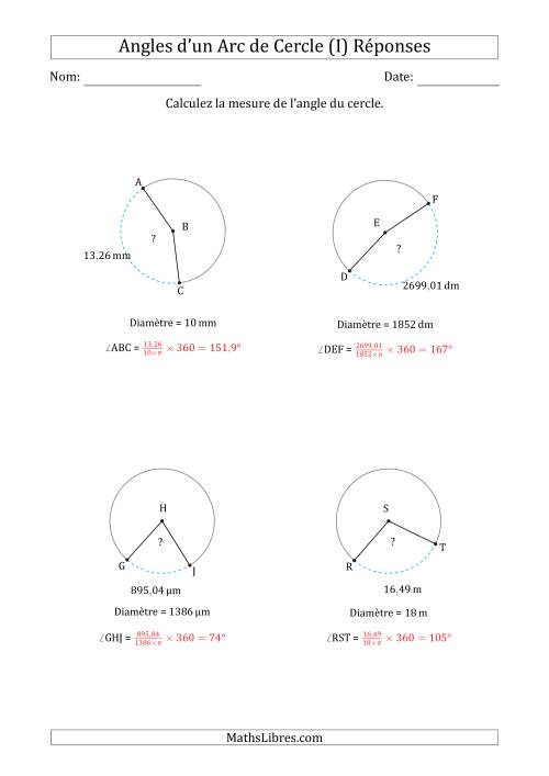 Calcul de l'Angle d’un Arc de Cercle en Tenant Compte de la Diamètre (I) page 2