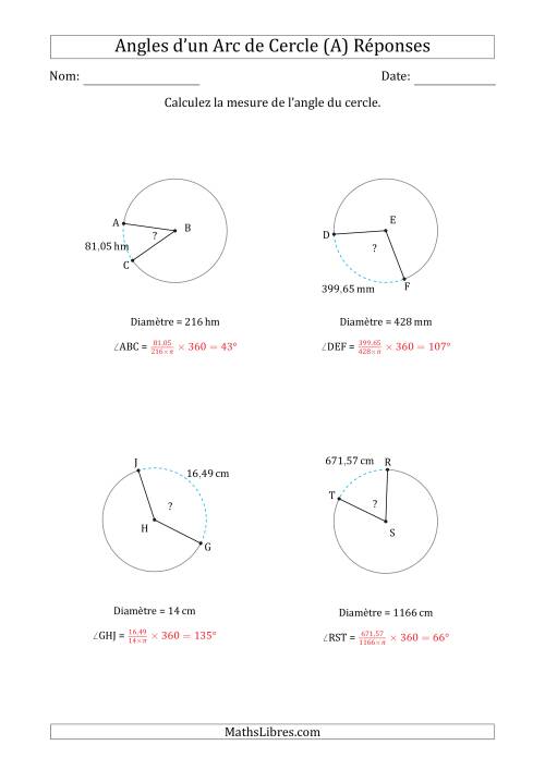 Calcul de l'Angle d’un Arc de Cercle en Tenant Compte de la Diamètre (Tout) page 2