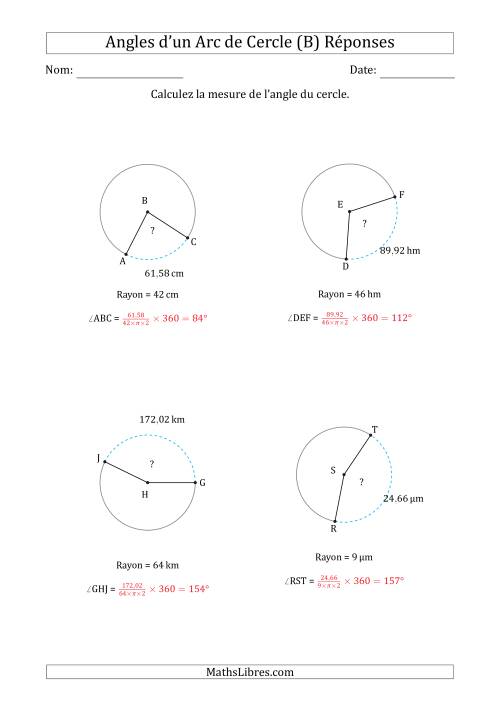 Calcul de l'Angle d’un Arc de Cercle en Tenant Compte du Rayon (B) page 2