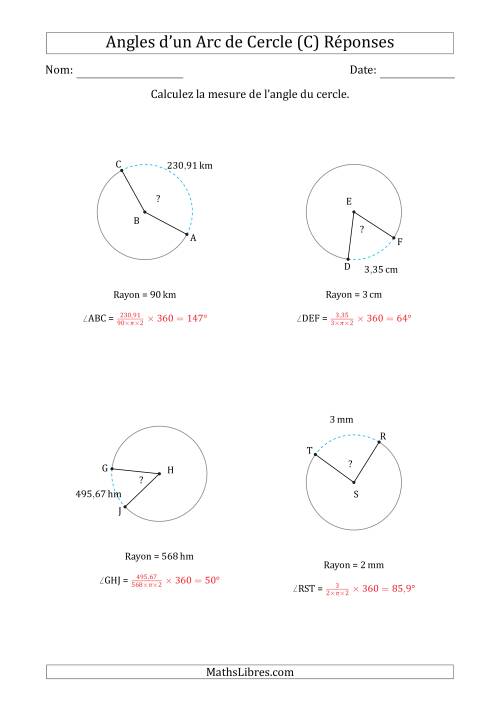 Calcul de l'Angle d’un Arc de Cercle en Tenant Compte du Rayon (C) page 2