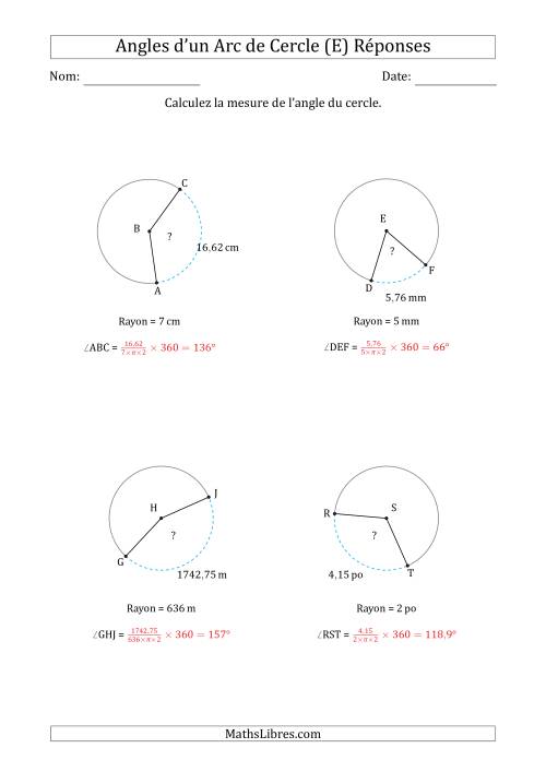 Calcul de l'Angle d’un Arc de Cercle en Tenant Compte du Rayon (E) page 2