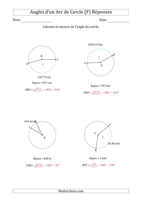 Calcul de l'Angle d’un Arc de Cercle en Tenant Compte du Rayon (F) page 2