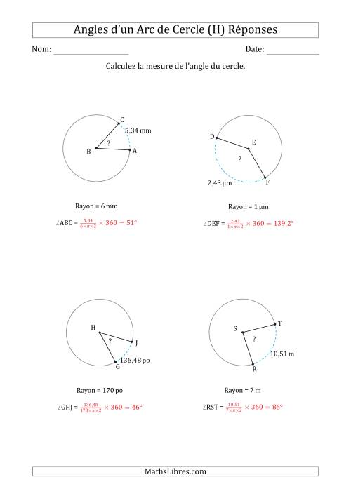 Calcul de l'Angle d’un Arc de Cercle en Tenant Compte du Rayon (H) page 2