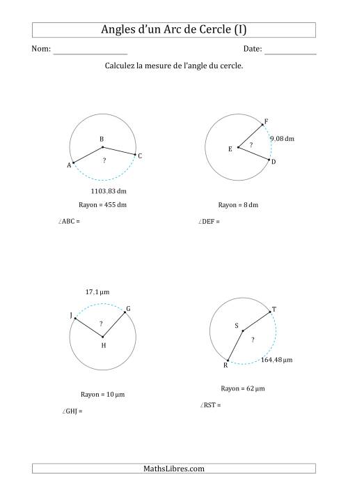 Calcul de l'Angle d’un Arc de Cercle en Tenant Compte du Rayon (I)