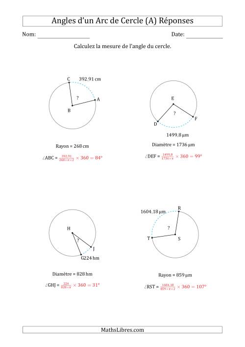 Calcul de l'Angle d'un Arc de Cercle en Tenant Compte du Rayon ou de la Diamètre (A) page 2