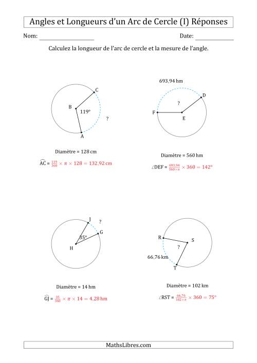 Calcul de l'Angle ou de la Longueur d'un Arc de Cercle en Tenant Compte de la Diamètre (I) page 2