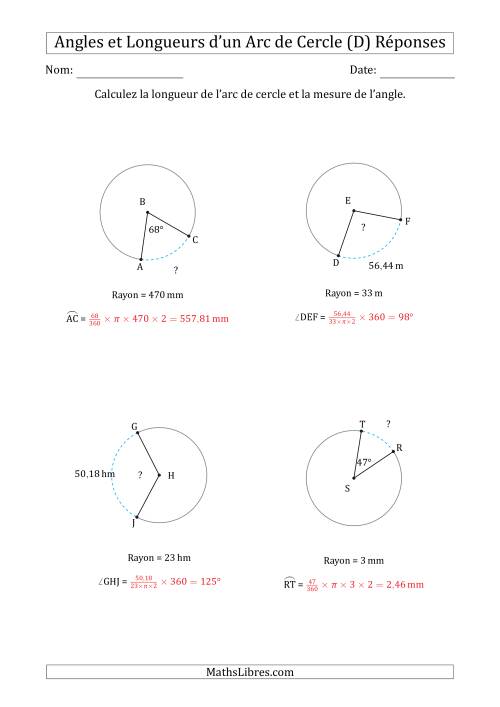 Calcul de l'Angle ou de la Longueur d'un Arc de Cercle en Tenant Compte du Rayon (D) page 2