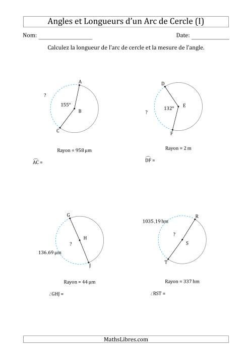 Calcul de l'Angle ou de la Longueur d'un Arc de Cercle en Tenant Compte du Rayon (I)