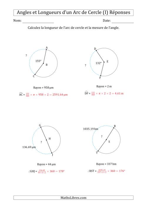 Calcul de l'Angle ou de la Longueur d'un Arc de Cercle en Tenant Compte du Rayon (I) page 2
